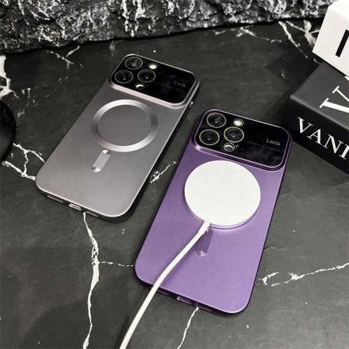 Metallic Look Magnetic Wireless Charging With Lens Protection Shockproof Cover For iPhone